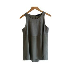 Madewell Green Flowy Sleeveless Top Tank Blouse size Large Silk Green Beachy